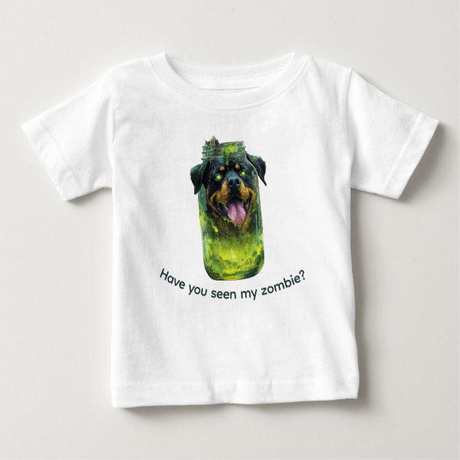 Creepy Rottweiler Frankenstein Jar Illustration Baby T-shirt (Vorderseite)