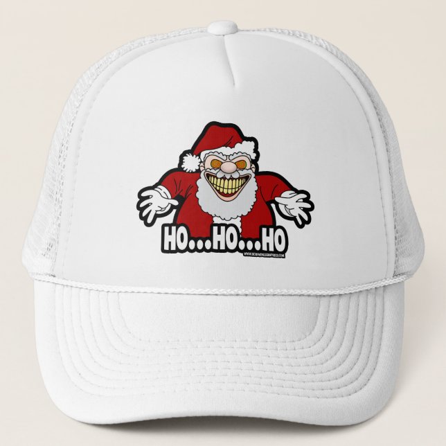 Creepy Santa Claus Screwball Graphics HOHOHO Truckerkappe (Vorderseite)