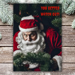 Creepy Santa You Better Pass auf Funny Feiertagskarte<br><div class="desc">Wie wäre es,  mit etwas Spaß in die Urlaubssaison zu kommen? Unsere Weihnachts-Creepy-Weihnachtskarten und lustige Anführungskarten sind vielleicht genau das,  was Sie suchen. Gute Ferien!</div>