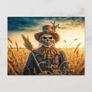 Creepy Scarecrow Happy Halloween Postkarte