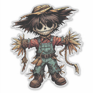 Creepy Scarecrow kleine junge Illustrationskunst Aufkleber