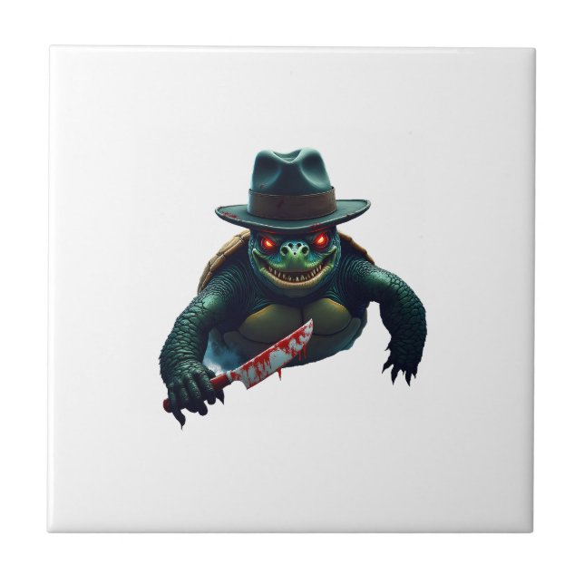 Creepy Scary Halloween Turtle T-Shirt Fliese (Vorderseite)