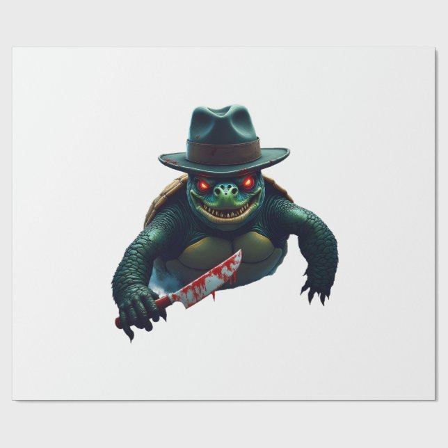 Creepy Scary Halloween Turtle T-Shirt Geschenkpapier (Flach)