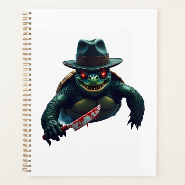 Creepy Scary Halloween Turtle T-Shirt Planer (Vorderseite)