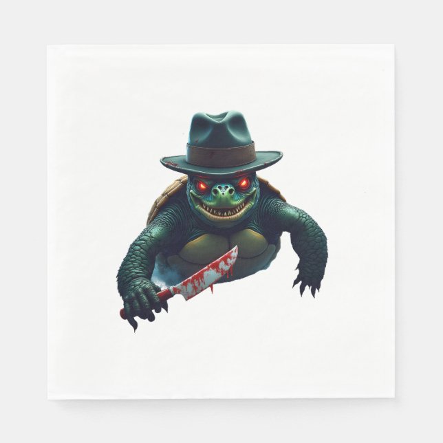 Creepy Scary Halloween Turtle T-Shirt Serviette (Vorderseite)