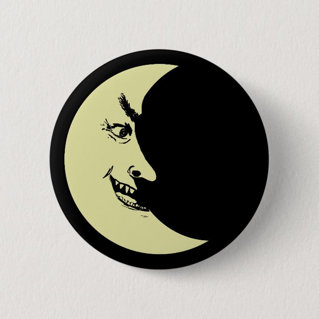 Creepy sichelförmiges Mond-Abzeichen Button (Vorderseite)