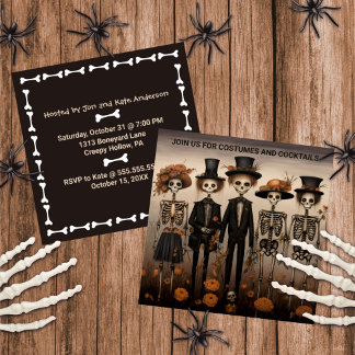 Creepy Skeleton Family Happy Halloween Einladung