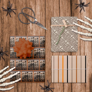 Creepy Skeleton Family Happy Halloween Geschenkpapier Set