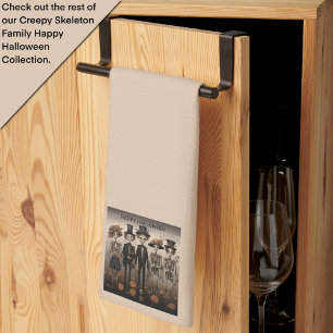 Creepy Skeleton Family Happy Halloween Geschirrtuch