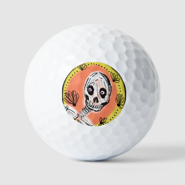 Creepy Skeleton Halloween Doodle Golfball (Vorderseite)