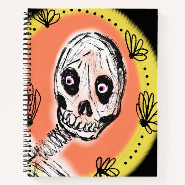 Creepy Skeleton Halloween Doodle Notizbuch (Vorderseite)