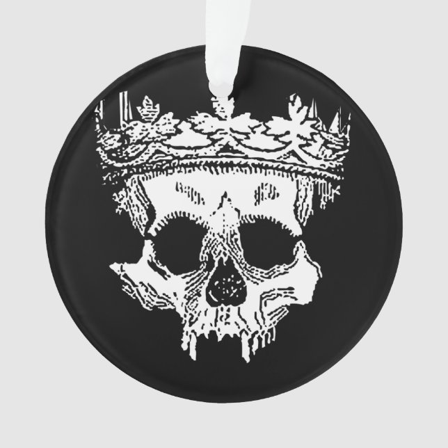 Creepy Skeleton Kopf mit Krone auf Ornament (Vorderseite)