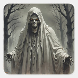 Creepy Skeleton Man Quadratischer Aufkleber