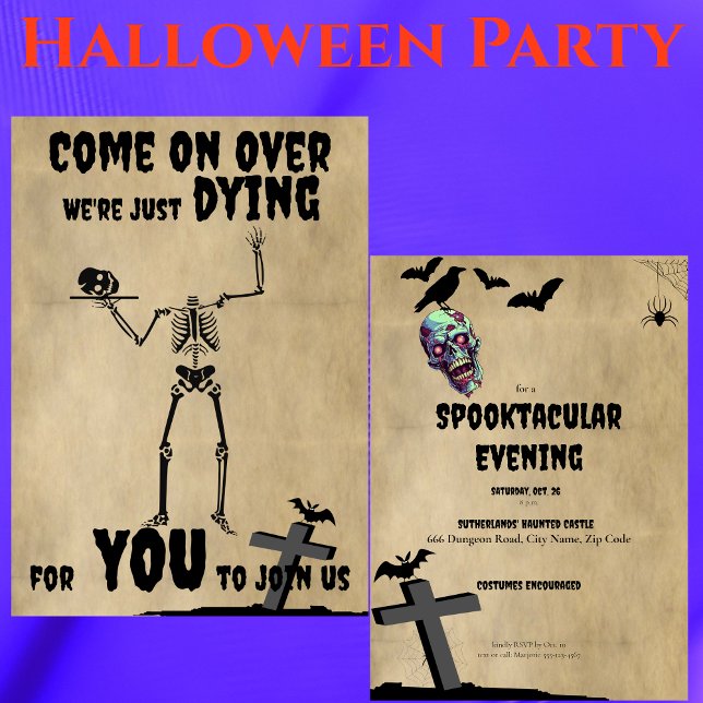 Creepy Skeleton Spooktacular Halloween-Party Einladung (Von Creator hochgeladen)