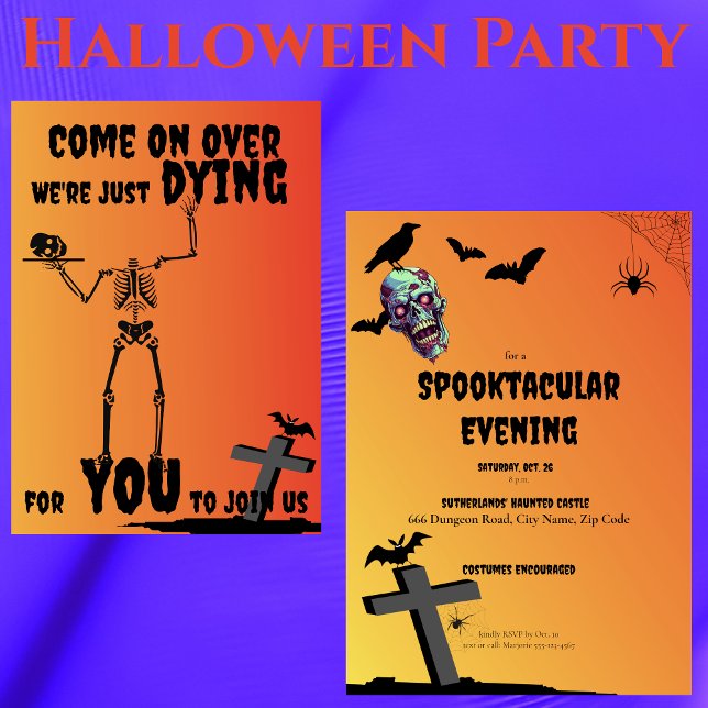 Creepy Skeleton Spooktacular Halloween-Party Einladung (Von Creator hochgeladen)