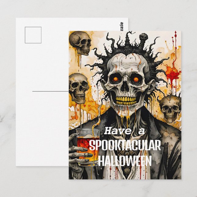 Creepy Skeleton und Skulls Postkarte (Vorne/Hinten)