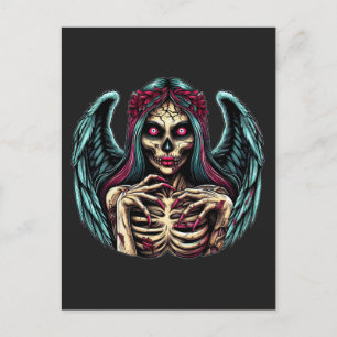 Creepy Skeleton Zombie Angel Dark Fantasy Art Postkarte