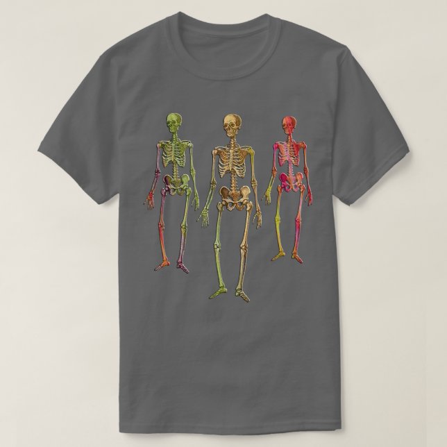 Creepy Skelette Go Trick oder Treatments  T-Shirt (Design vorne)