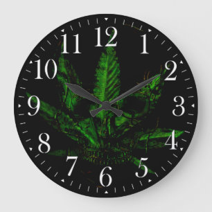 Creepy Skull and Pot Pflanze Große Wanduhr