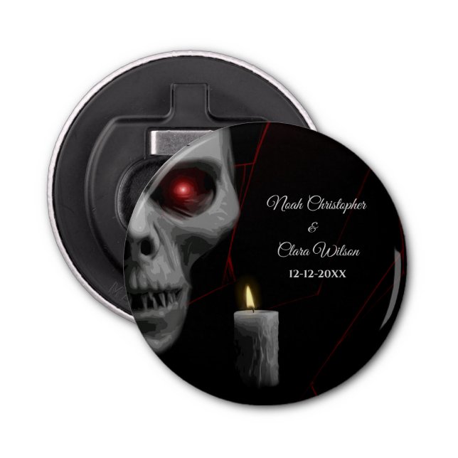 Creepy Skull Candle Gothic Spider - Dunkle Moody Flaschenöffner (Vorderseite)