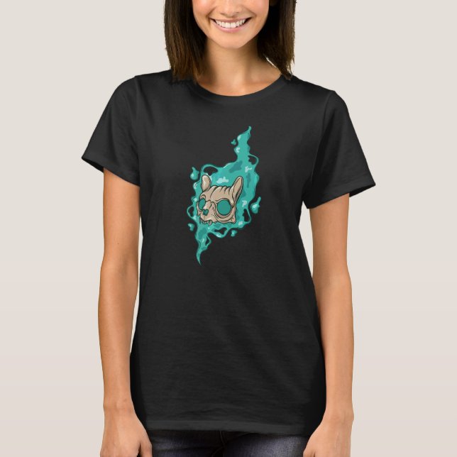 Creepy Skull Cat T-Shirt (Vorderseite)