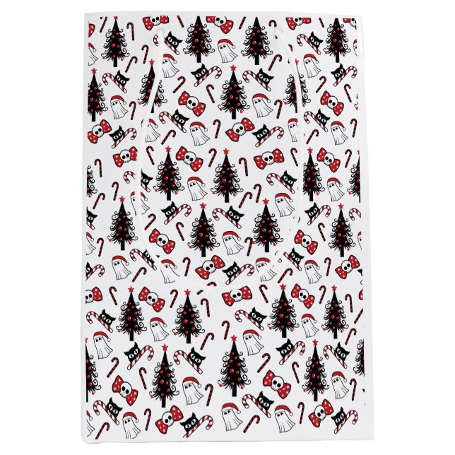 Creepy Skull Ghost und Vampire Cat Mittlere Geschenktüte (Vorderseite)