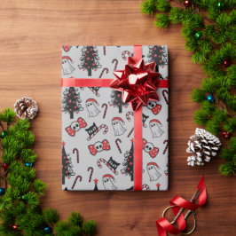Creepy Skull Ghost und Vampire Cat Wrapping Paper Geschenkpapier