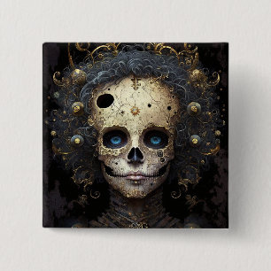 Creepy Skull Gothic Dark Fantasy Art Button