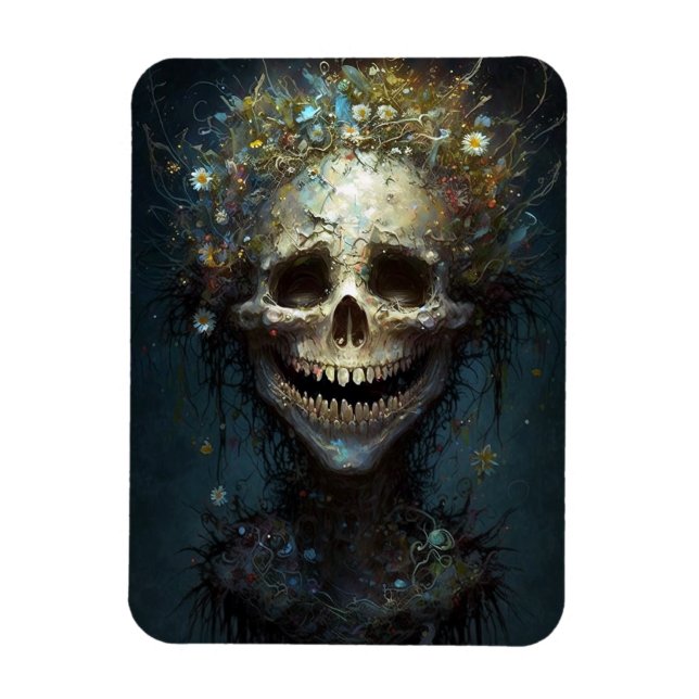 Creepy Skull Gothic Dark Fantasy Art Magnet (Vertikal)