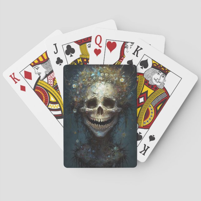 Creepy Skull Gothic Dunkle Fantasy Art Playing Car Spielkarten (Rückseite)