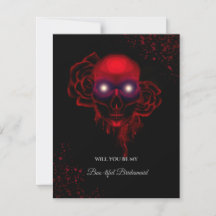 Creepy Skull Halloween Bridesmaid Vorschlag Card