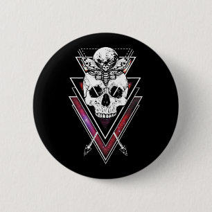 Creepy Skull Moon Moth Pastel Goth Button