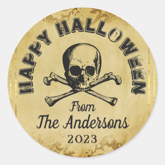 Creepy Skull Spiders Gothic-Halloween-Party Runder Aufkleber (Vorderseite)