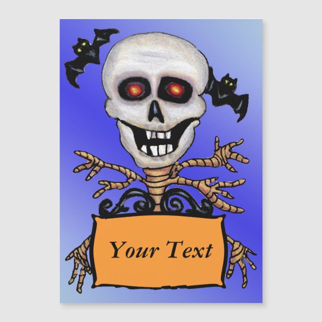 Creepy Skull Tree Vorsicht vor Signieren von Flech Magnetkarte (Vorderseite)