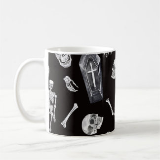 Creepy Skulls: Halloween-Wasserfarbenmuster Kaffeetasse
