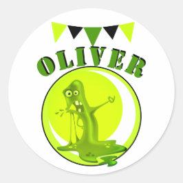 Creepy Slime Monster Kid's Name Geburtstag Runder Aufkleber