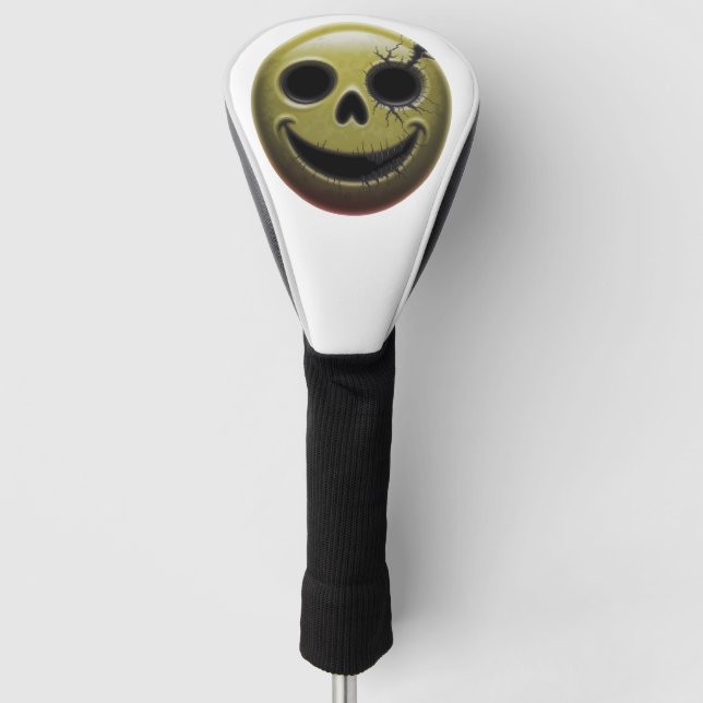 Creepy Smiley Skull Driver Cover Golf Headcover (Vorderseite)