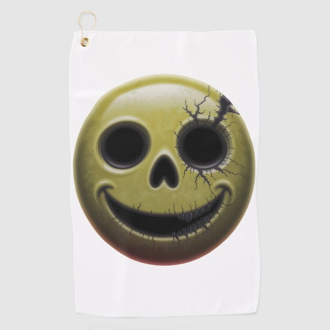Creepy Smiley Skull Golf Handtuch (Vorderseite)