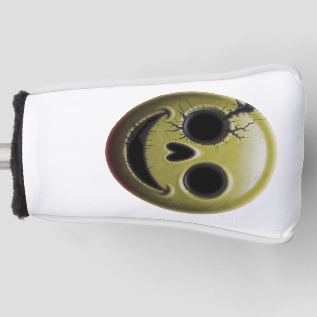 Creepy Smiley Skull Golf Putter Cover Headcover (Vorderseite)