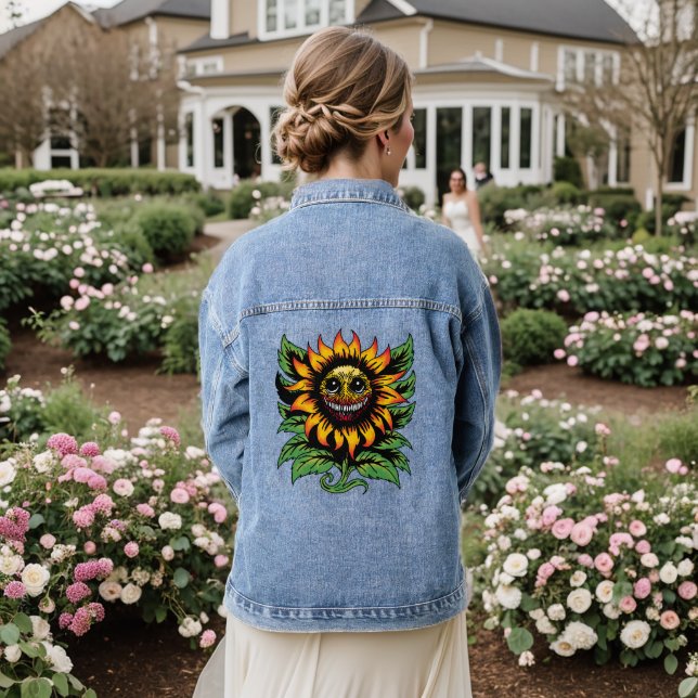 Creepy Sonnenblume Jeansjacke (Hochzeit Rückseite)