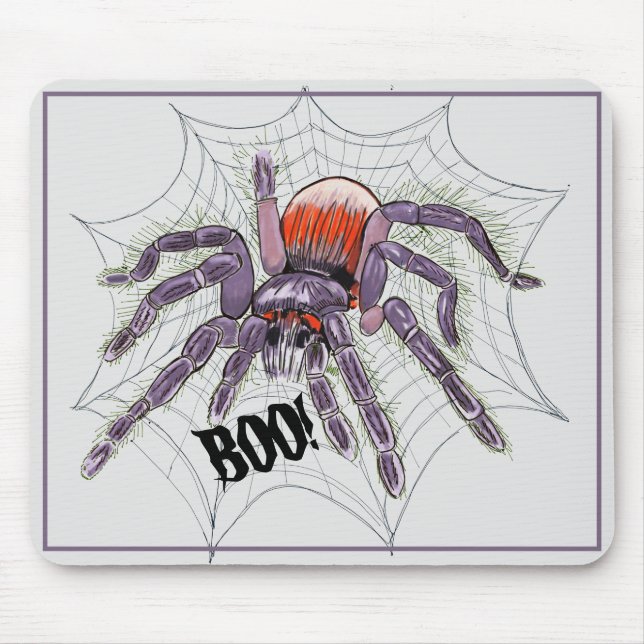 Creepy Spider in Riesennetztinte Zeichnend Mousepad (Vorne)