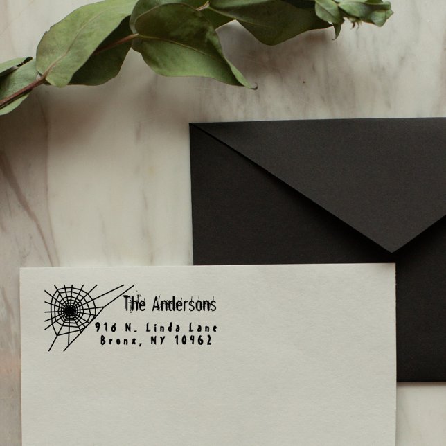 Creepy Spider Web Family Rücksendeadresse Gummistempel (Creepy Spider Web Family Return Address Rubber Stamp)