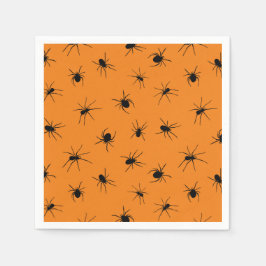 Creepy Spiders Orange Halloween-Party Serviette
