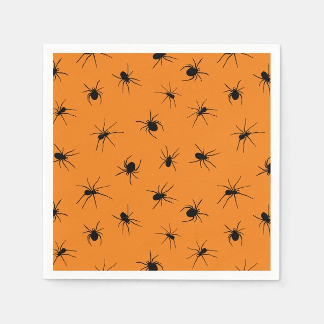 Creepy Spiders Orange Halloween-Party Serviette (Vorderseite)
