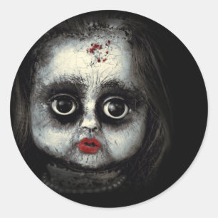 Creepy Spooky Doll Halloween Gore Runder Aufkleber