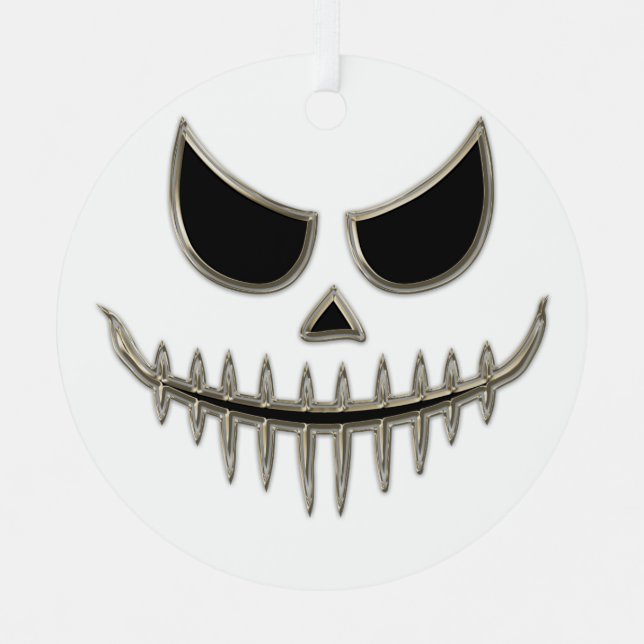 Creepy Spooky Halloween Skeleton Face Party Ornament Aus Metall (Vorderseite)