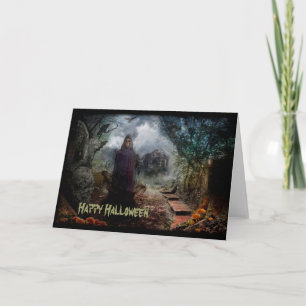 Creepy Spuk Haus und sein Geist-Inhaber - makaber Karte