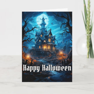 Creepy Spuk House Happy Halloween Karte
