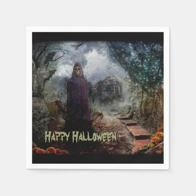 Creepy Spuk House und sein Ghost Owner - Macabre Serviette (Vorderseite)