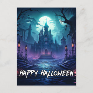 Creepy Spuk Manor   Frohe Halloween Postkarte